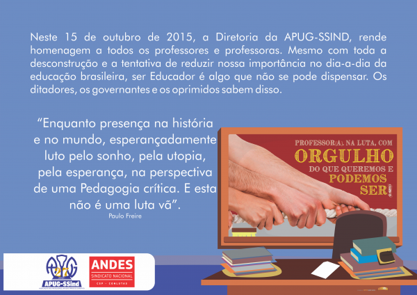 Apug-Ssind parabeniza todos os professores e professoras do Centro Universitário Unirg