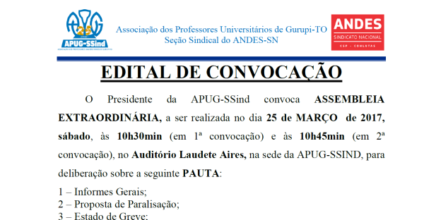 Edital de Convocação Assembleia Geral Extraordinária