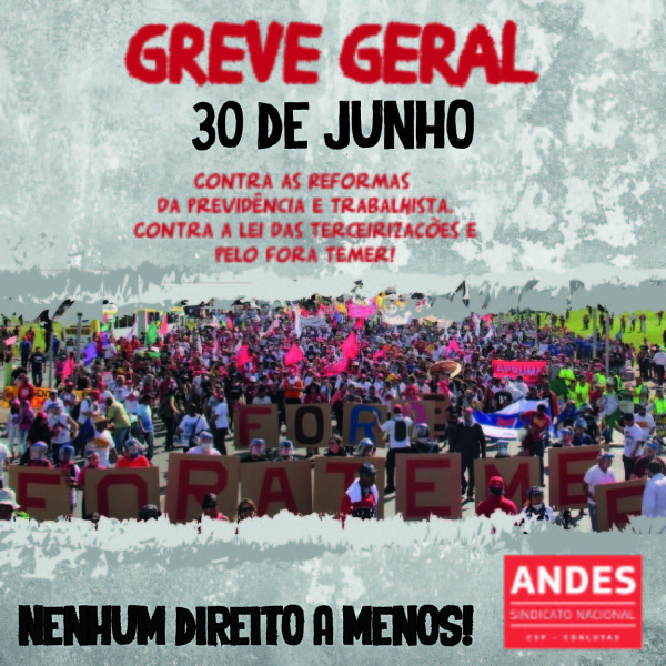 Centrais Sindicais reafirmam Greve Geral para 30 de junho