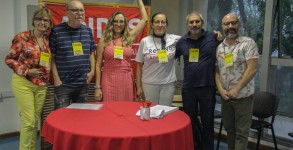 Integrantes das Chapas 01 e 02 na apresentação das inscrições, durante o 39º Congresso do ANDES-SN