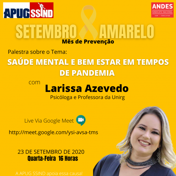 Apug promove palestra sobre saúde e bem estar em tempos de pandemia