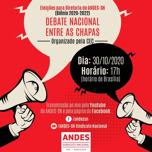 Comissão Eleitoral do Andes promove debate entre as duas chapas inscritas no dia 30