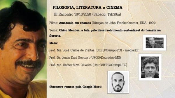 Curso de Extensão em Filosofia, Literatura e Cinema tem novo encontro neste sábado (10/10)