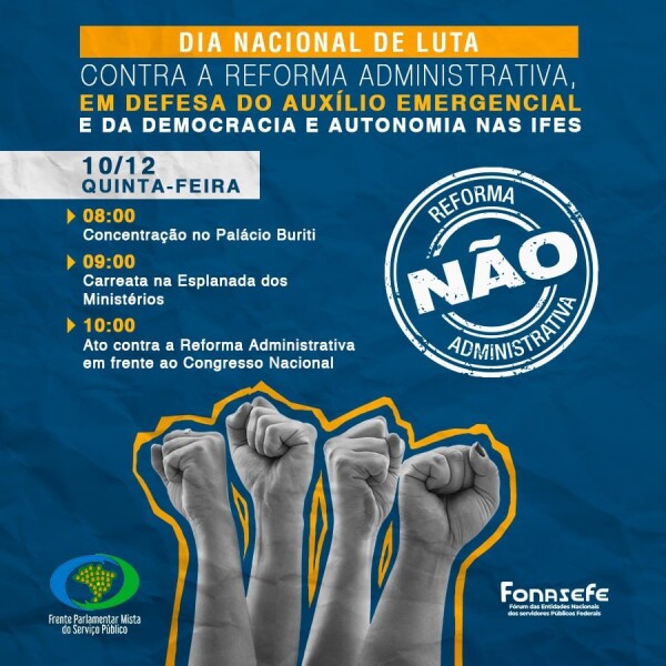 Servidores públicos realizam atos contra a reforma Administrativa na quinta-feira (10)