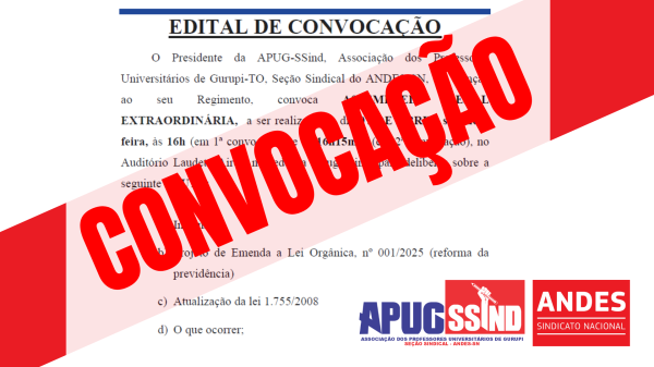 APUG-SSind convoca Assembleia Geral Extraordinária para discutir reforma da previdência municipal