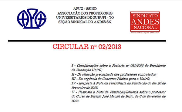 Circular nº 002/2013