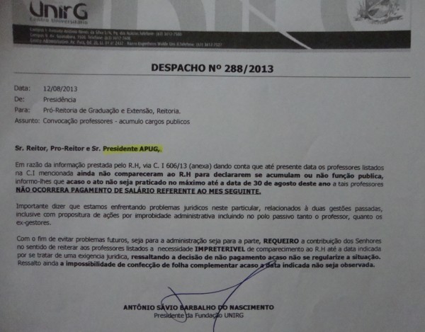 Presidente da Fundação UnirG ameaça cortar salários de professores