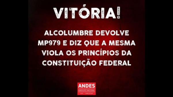 VITÓRIA DA EDUCAÇÃO! Alcolumbre devolve MP 979/2020 e diz que a mesma é inconstitucional