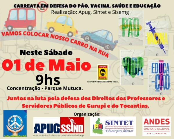 Entidades sindicais promovem debate e carreata no dia 1º de Maio