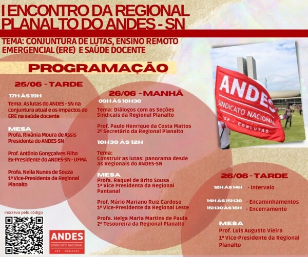 I Encontro da Regional Planalto do Andes acontece nos dias 25 e 26 de junho