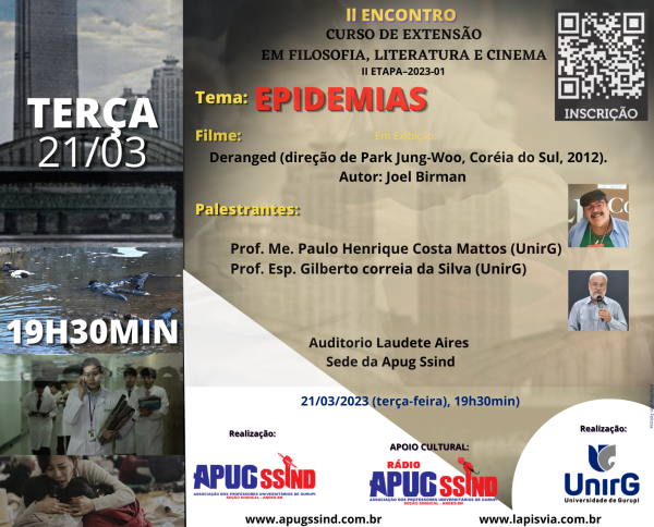 MARQUE NA SUA AGENDA, 21 DE MARÇO TEM 2° ENCONTRO DO FILOSOFIA,LITERATURA E CINEMA