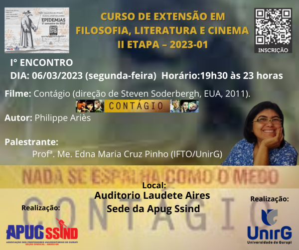 NESTA SEGUNDA TEM FILOSOFIA,LITERATURA E CINEMA COM EXIBIÇÃO DO FILME CONTÁGIO