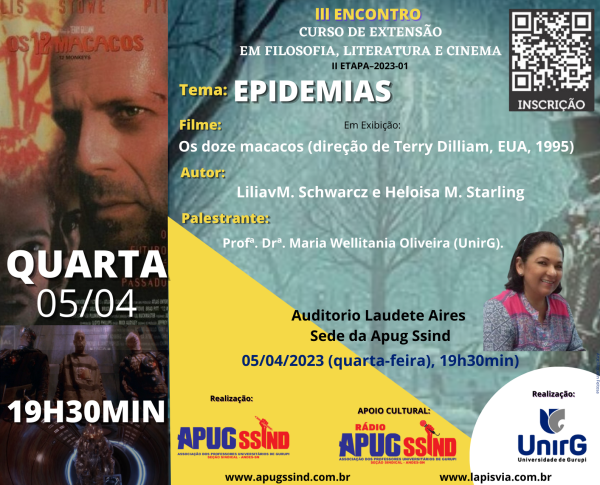 Participe do 3º Encontro do Filosofia, Literatura e Cinema que acontece hoje no auditório da Apug