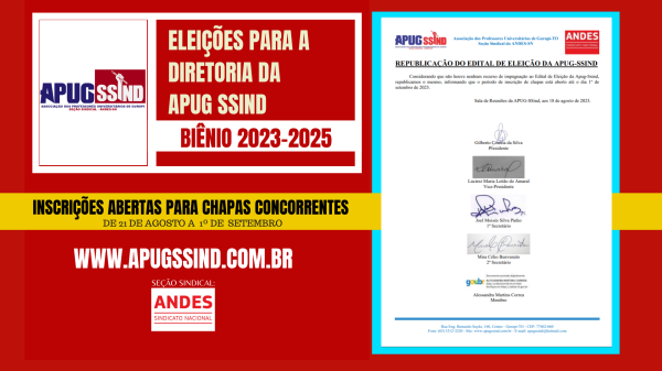 REPUBLICAÇÃO DO EDITAL DE ELEIÇÃO DA APUG-SSIND