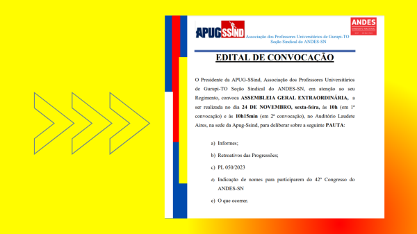 ASSEMBLEIA GERAL SERÁ NESTA SEXTA, DIA 24 NA SEDE DA APUG