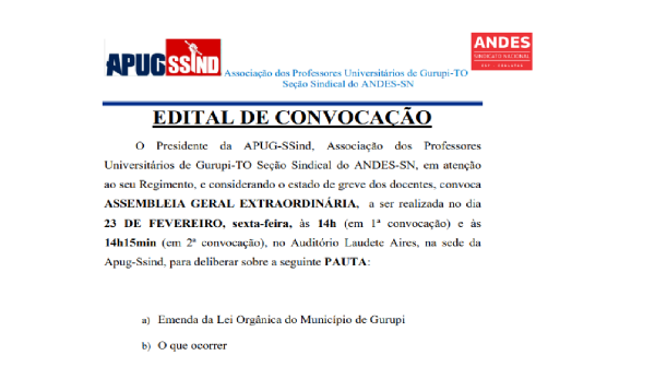 HOJE ÀS 14H: ASSEMBLEIA GERAL PARA DISCUTIR ALTERAÇÕES NA ELO 004/2023