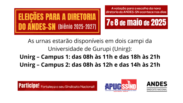 APUG Divulga Locais e Horários de Votação para Eleições do ANDES